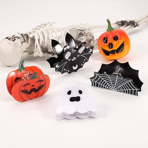 Halloween Hair Clips for Women Girls Punk Vintage Spider Web Skeleton Skull Hand Hair Claw Clips Strong Hold Non Slip Hair Clip Hair Grips Halloween Gifts Hair Accessories