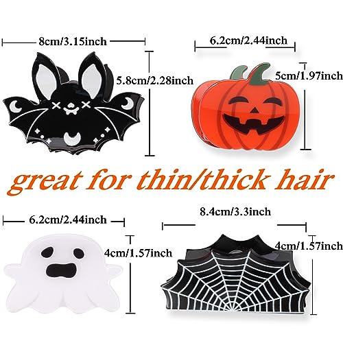 Halloween Hair Clips for Women Girls Punk Vintage Spider Web Skeleton Skull Hand Hair Claw Clips Strong Hold Non Slip Hair Clip Hair Grips Halloween Gifts Hair Accessories