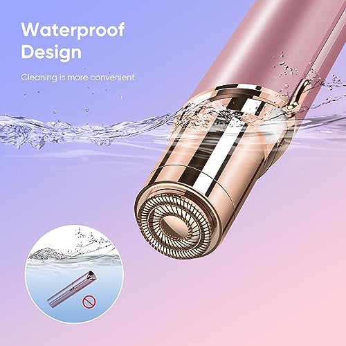 Xinvinx Facial Hair Removal for Women- as Seen on TV Painless Face Shaver -Painless Womens Facial Hair Remover with 2 Replacement Heads, Lipstick-Sized, USB Rechargeable（White）