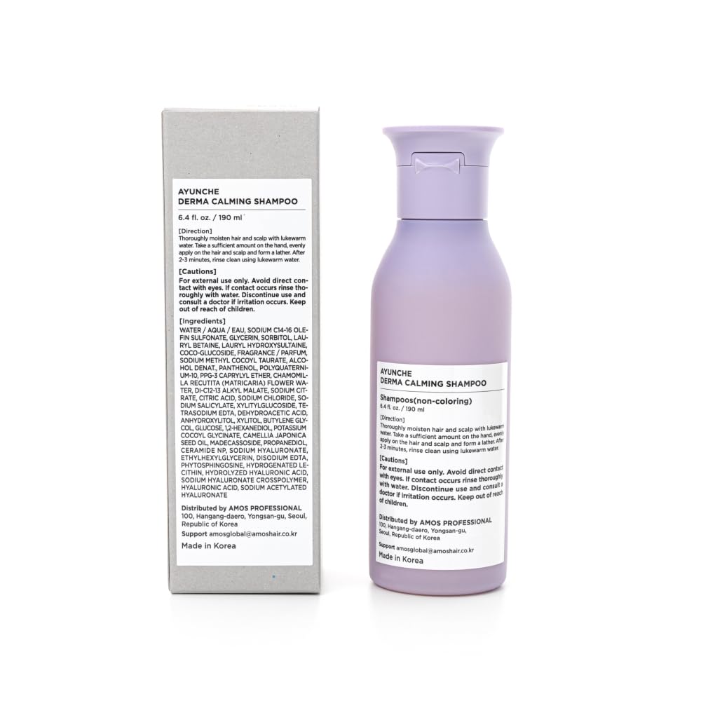 AYUNCHE Derma Calming Shampoo 7.1oz [For Dry & Sensitive Scalp] | Gentle Hydrating Scalp Care | Strengthen Scalp Barrier | Vegan Shampoo | Korean Salon Brand