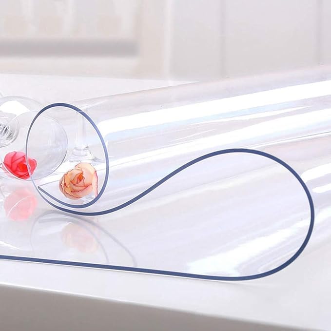 NECAUX Custom 36 x 79 Inch Clear Table Cover Protector, 1.5mm Thick Wood Grain Transparent Table Pad Non-Slip Tablecloth Plastic Protective Pad for Dining Room Table, Trainning Table, Conference Table