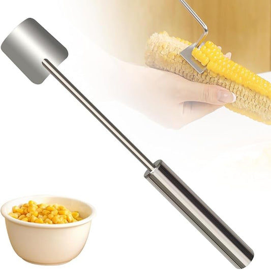 2025 New Long Handle Stainless Steel Corn Stripping Tool, Easy Clean Corn Cob Peeler Corn Peeler Tool, Corn Peeler Stainless Steel Splitter Tool Suitable for Home Kitchen (A-1Pcs)