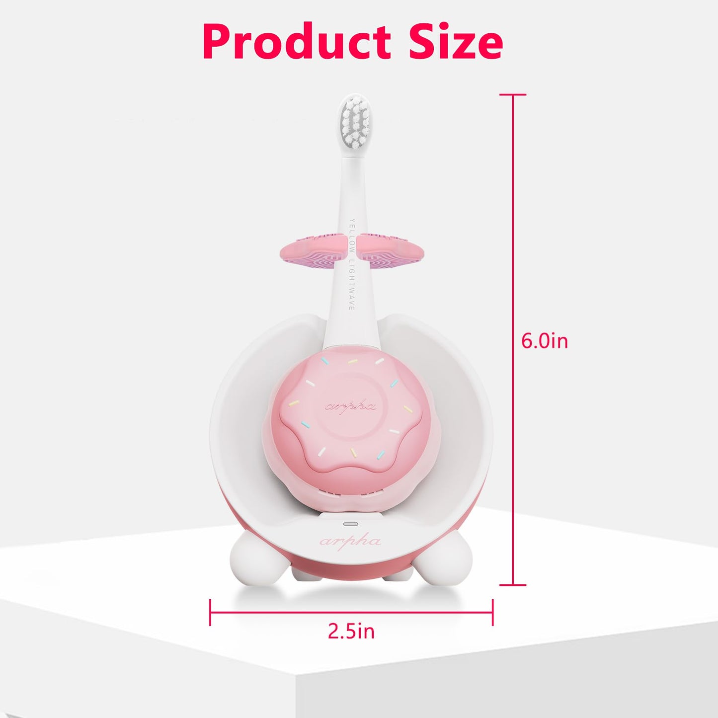 Kids Electric Toothbrushes with Check-in LED Light, Toddler Electric Toothbrush, Wireless Charge, Silicone Handle, 4 Modes, 3 Brush Heads for Ages 8 Months+ (Pink+3 Brush)