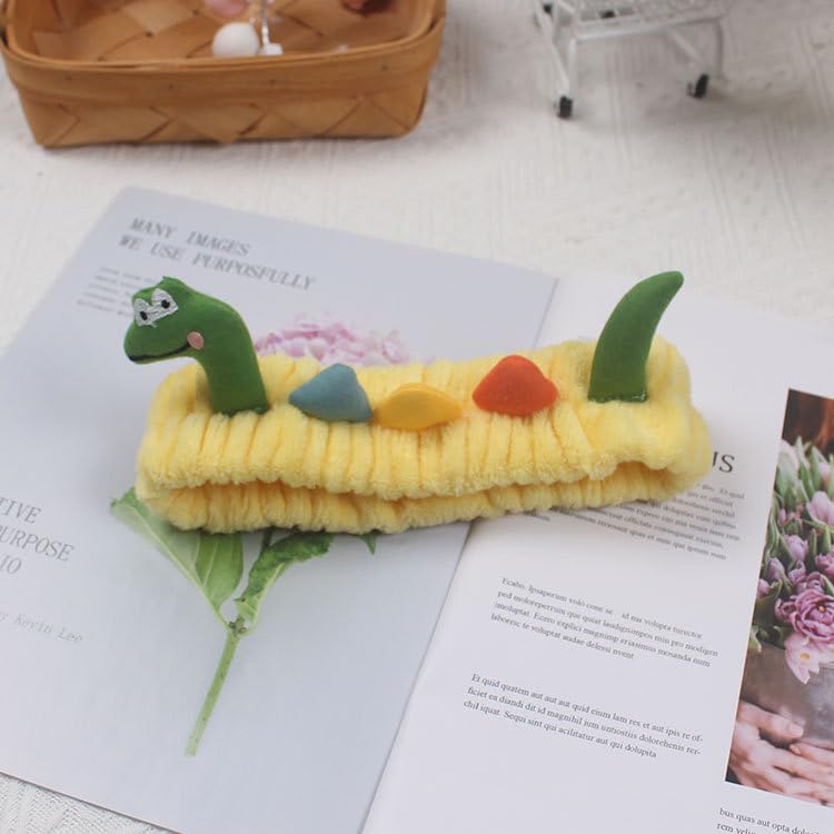 IQUQIXL Funny Dinosaur Headband Cute Animal Cat Duck Frog Dinosaur Snail Kawaii Spa Headband Hair Accessories for Washing Face Shower Sports Beauty Skincare (Style 22)