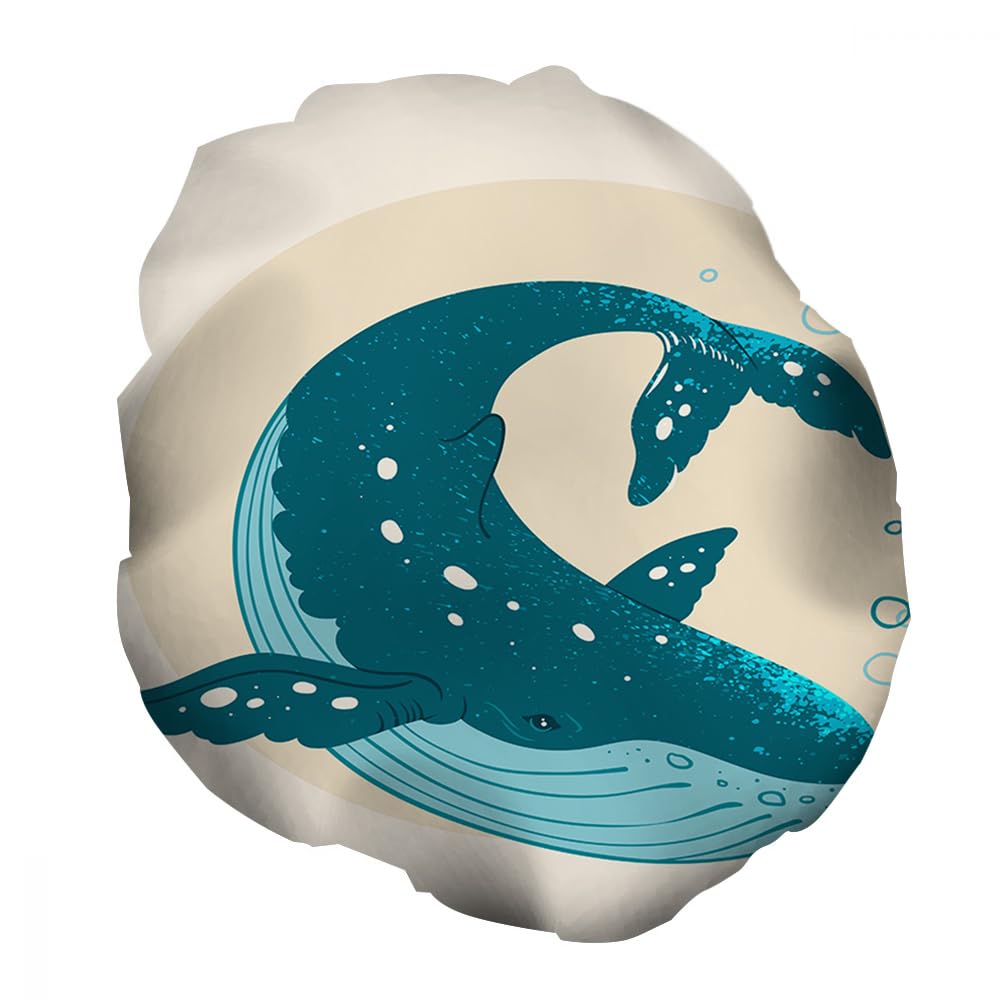Ceutoiy Reusable Shower Cap Double Waterproof Layers Bathing Hat Blue Whale Shower Cap Swimming in The Underwater Bubble