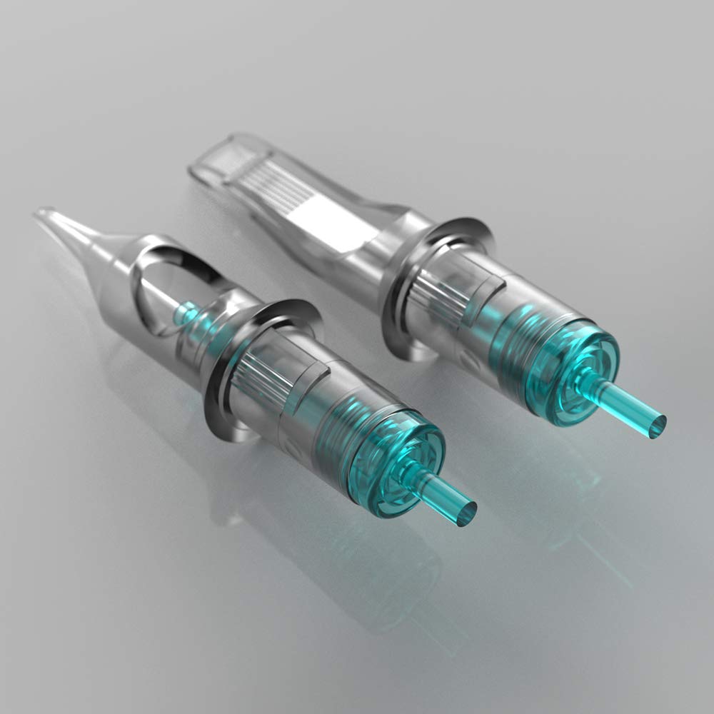 STIGMA Aquamarine Knight Tattoo Cartridges #12(23RM) 20Pcs Standard Disposable Tattoo Needle Cartridges with Membrane Curved/Round Magnum EN02B-20-OF1223RM