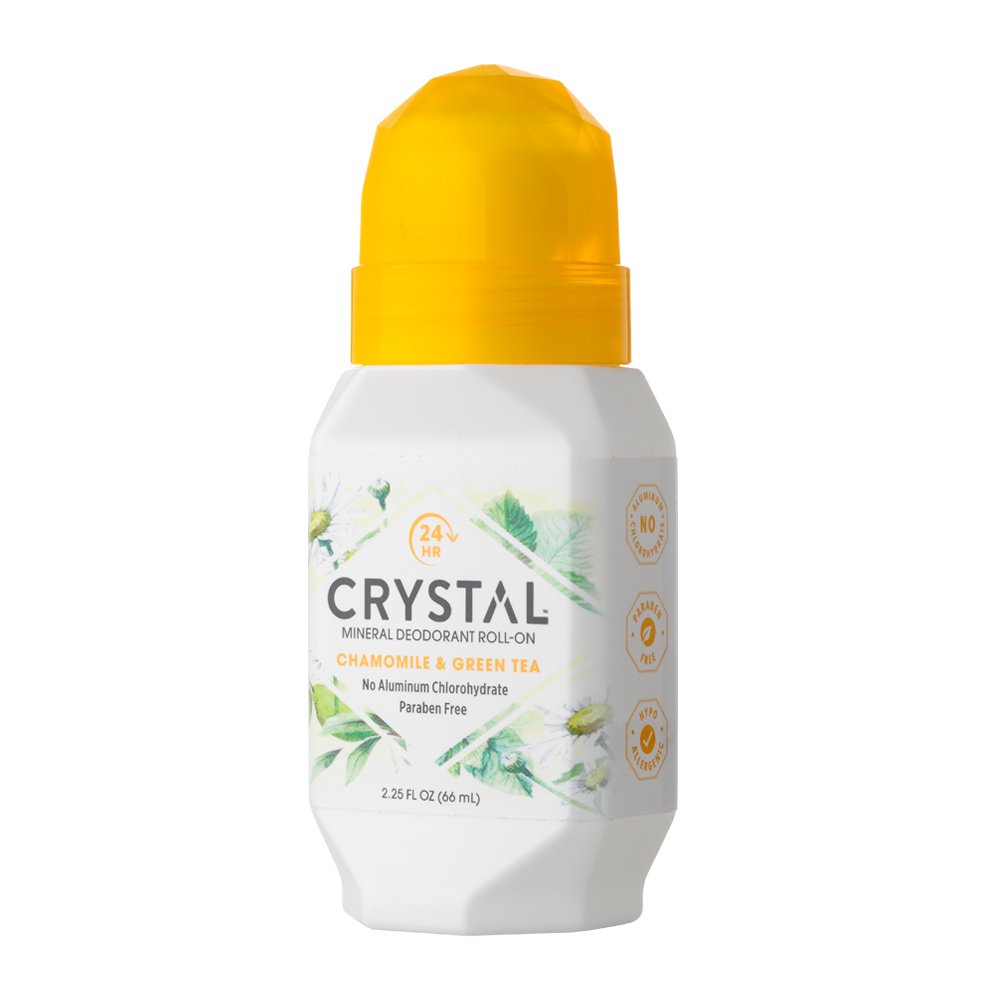Crystal Mineral Deodorant Roll-On, Chamomile & Green Tea, 2.25 fl oz (Pack of 12)