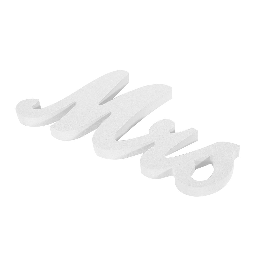 Adeeing Mr and Mrs Signs Wedding Sweetheart Table Decorations, Wooden Freestanding Letters for Photo Props, Rustic Anniversary Wedding Shower Gift (White)