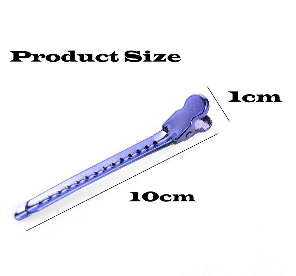 Drayas 12Pcs/set 3.7 Inches Metal Hair Clips for Styling and Sectioning,Dividing Duck Bill Clips with Prevent slippery Holes, Professional Salon Hair Clips for Women and Girls (Purple)