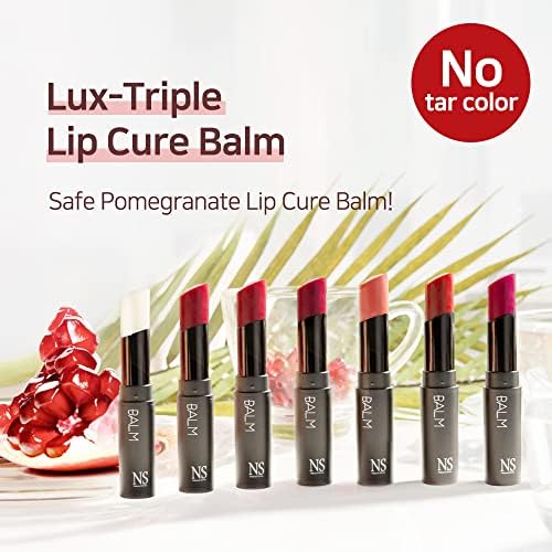 Lux Triple Lip Cure Balm (0.17 oz) (MUSE (Rose Coral)) 4 million units sold in Korea, Natural Tinted Korean Lip Balm, Petroleum/Paraben Free, Lip Butter,lip balm hydrating,tinted moisturizer