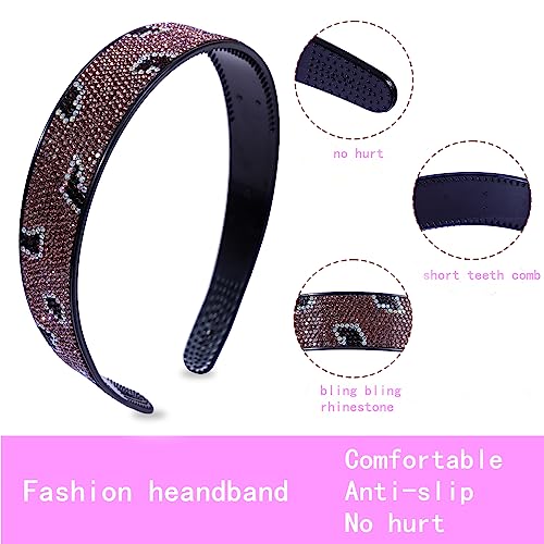Cutewing Womens Fashion Rhinestone Headbands Bling Headband Sparkly Teeth Comb Hairbands Non Slip Hair Hoop Hair Accessories for Girls Ladies with 4PCS