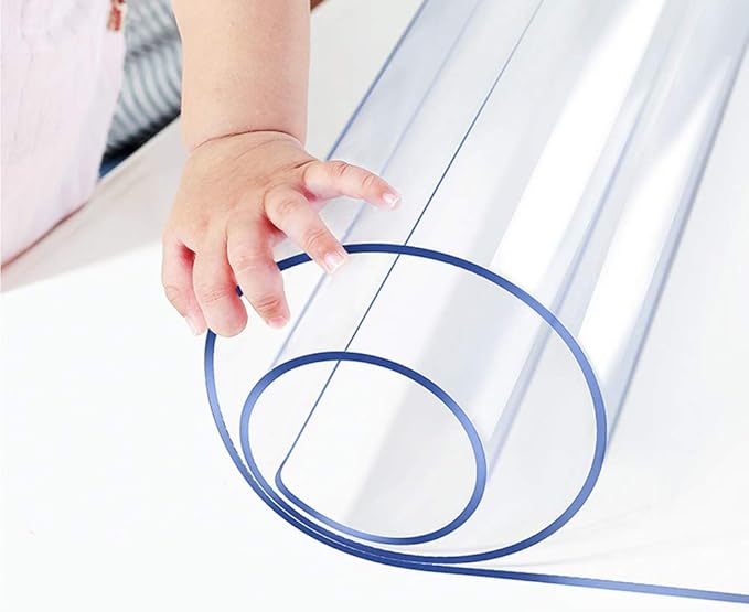 Wadrac 1.5mm Thick 17x60 Clear Table Cover Protector Study Desk Topper Pad Blotter Plastic Transparent Desk Mat for Desktop Writing Computer Desk Protector for Office and Home Easy Clean Waterproof