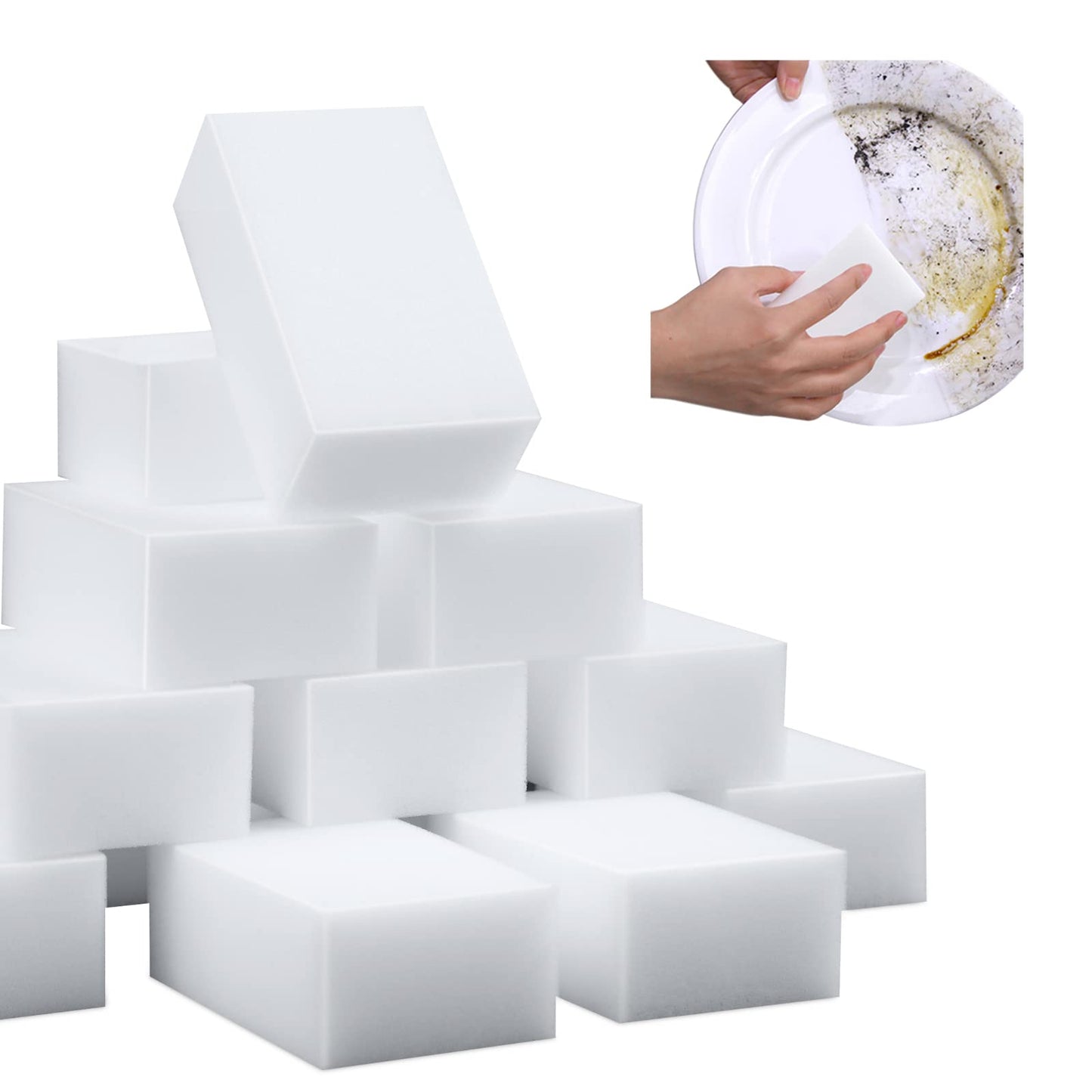100 Pack Magic Sponge Eraser Extra Thick and Long Lasting Melamine Cleaning Sponges in Bulk - Multi Surface Power Scrubber Foam Cleaning Pads - Bathtub, Floor, Baseboard, Bathroom, Wall Cleaner