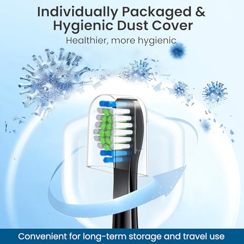 Harobey Replacement Toothbrush Heads 10 Pack Compatible with Bitvae Daily D2 Rechargeable Toothbrush, for D2 Toothbrush Heads Refills, Black