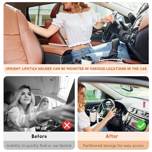 Likesing Car Chapstick Holder, Acrylic Black Car Chap Upright Lip Balm Holder for Interior Car, Work Computer Side Lipstick Organizer Case Accessories Mount for Women Auto Vehicle SUV