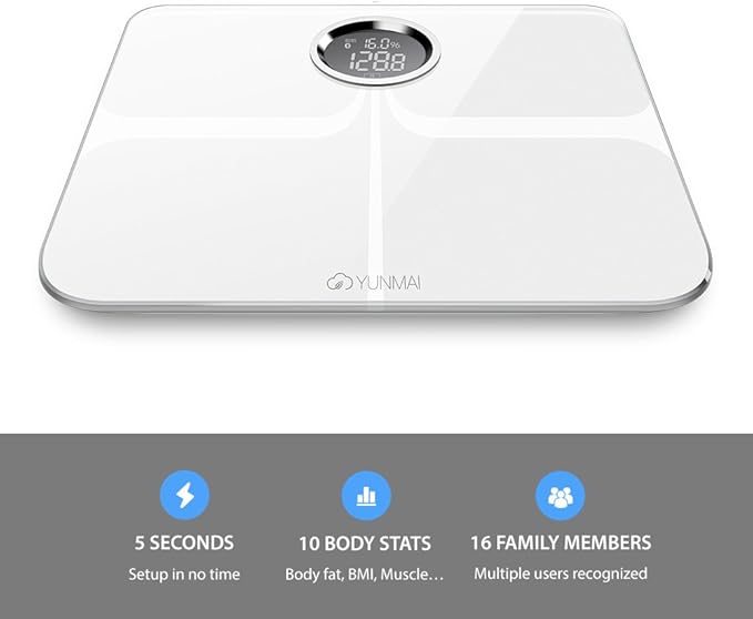 YUNMAI Premium Smart Scale - Body Fat Scale with Fitness APP & Body Composition Monitor with Extra Large Display - Works with iPhone...