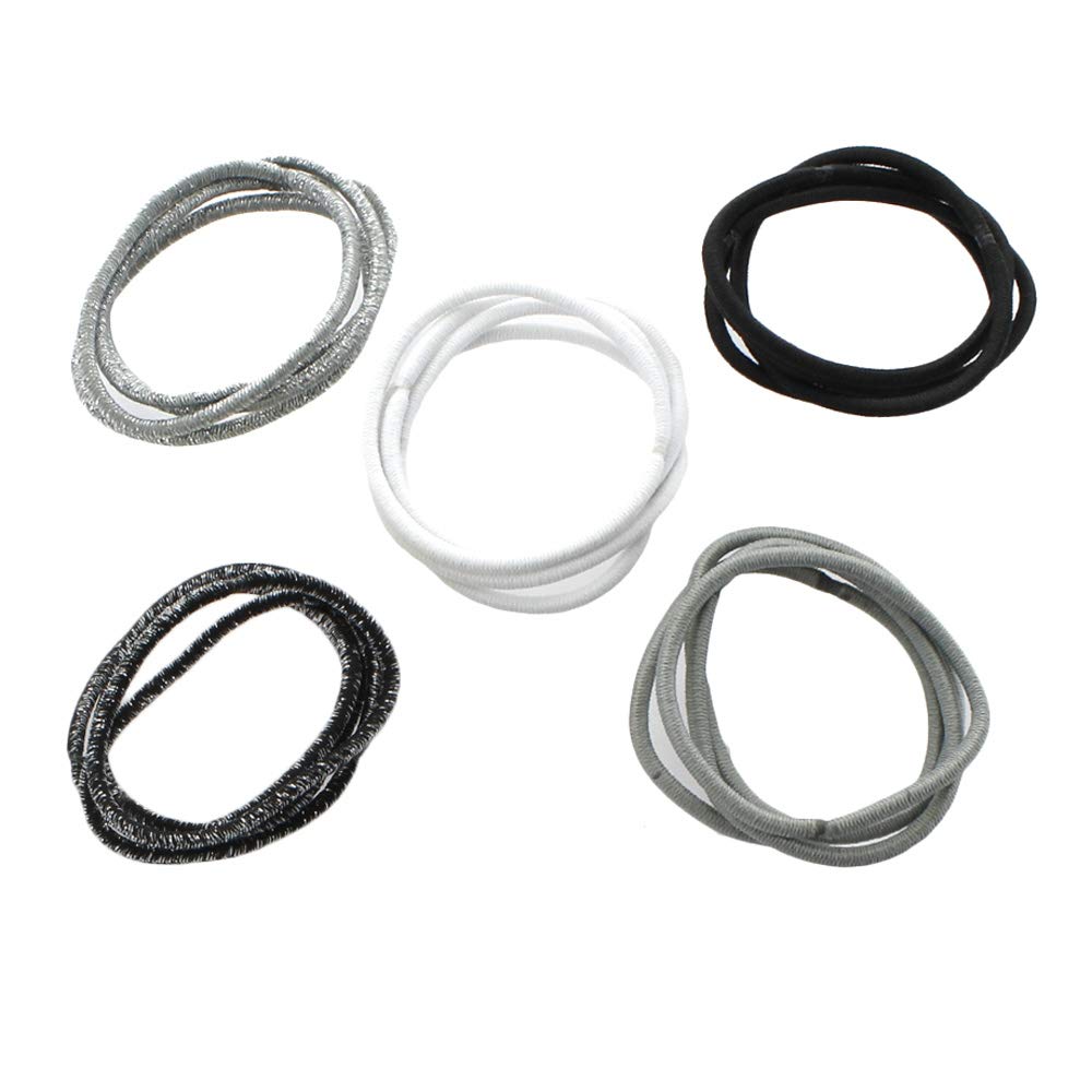 My Lello Hair Elastics Hair Ties, Professional Grade Ponytail Holders - 60 Pack Variety Neutral A
