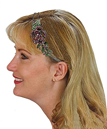 jcgy Crystal Flower Headband Resilient Metal Wire Hairband for Women Girls Hair Styling U86121-0119red/redCenter
