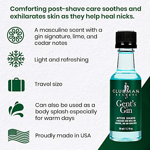 Clubman Reserve Gents Gin After Shave Lotion, Instantly Cools, Tones, Refreshes The Skin After Shaving, 1.7 oz