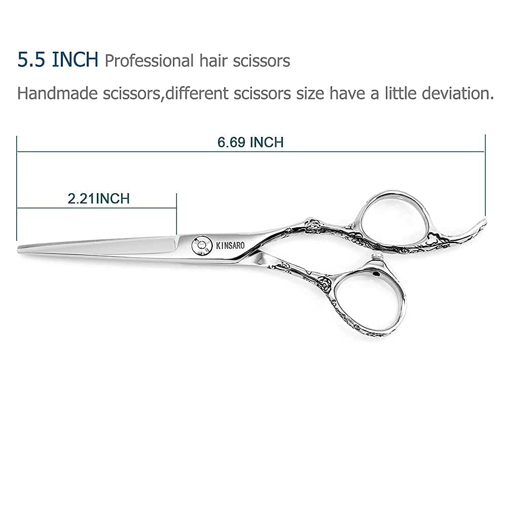 Hair Scissors Set 5.5 Inch Professional Barber Scissors Set Hair Cutting Scissors Hairdresser Scissors Thinning Shears 440C KINSARO