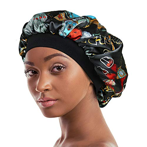 Satin Bonnet for Sleeping Double Layer Night Cap with Soft Elastic