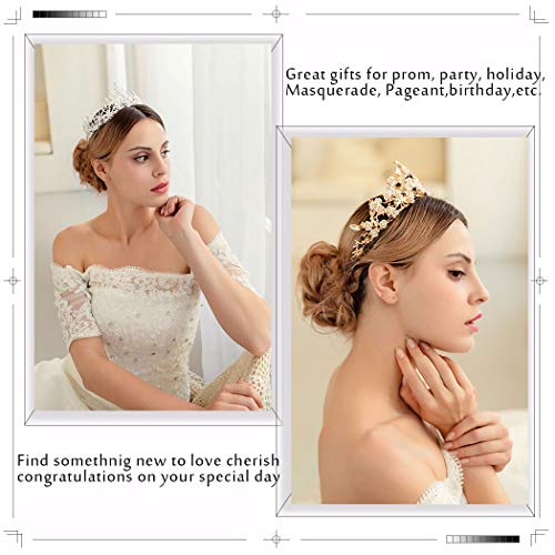 Haomye Baroque Wedding Crowns Queen Crystal Crown Butterfly Flower Tiaras Hair Jewelry Bridal Hair Accessories for Women and Girls (Glitter)
