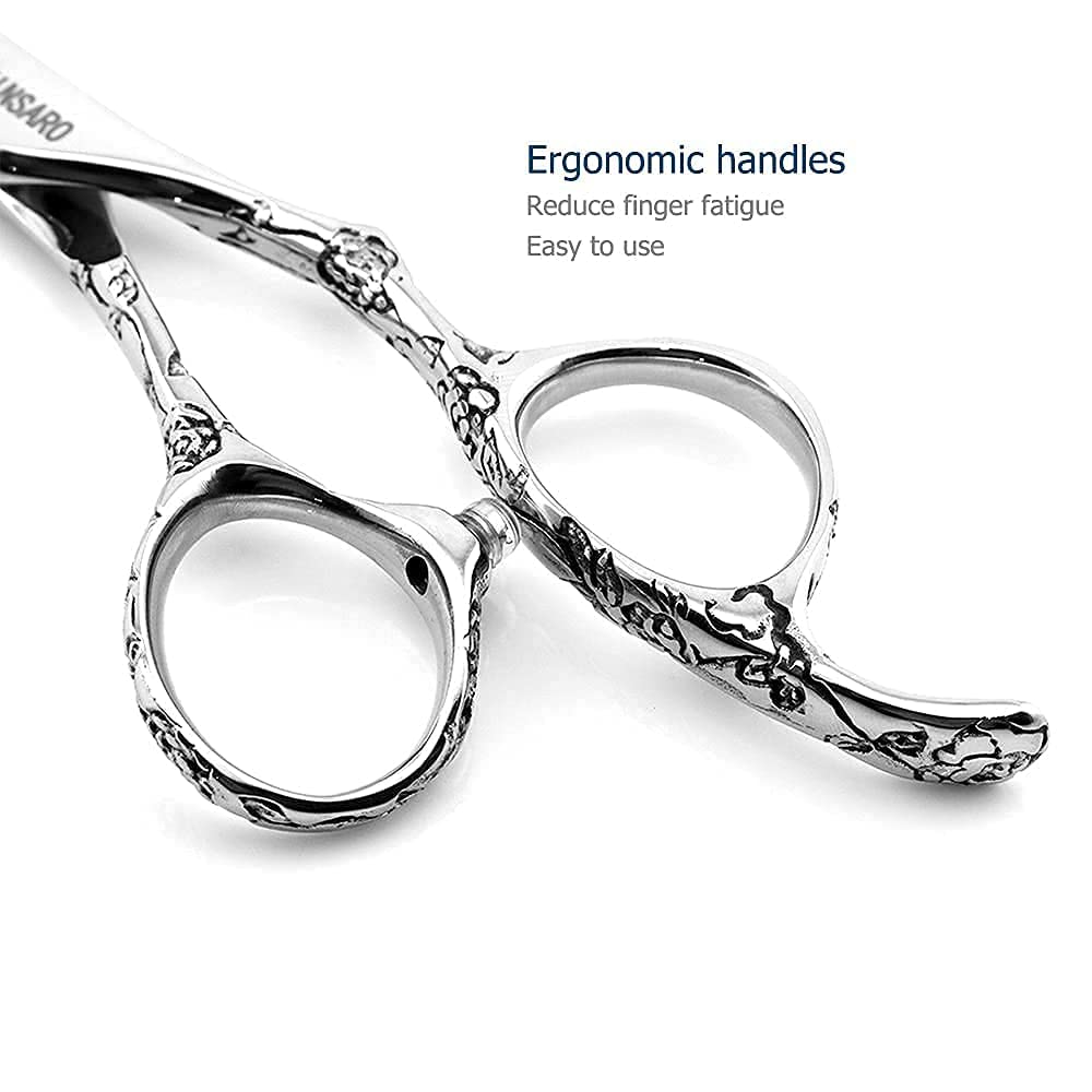 Hair Scissors Set 5.5 Inch Professional Hair Shears Hair Cutting Scissors Haircut Scissors Barber Scissors 5.75 Inch Thinning Shears 440C KINSARO