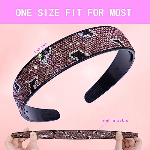 Cutewing Womens Fashion Rhinestone Headbands Bling Headband Sparkly Teeth Comb Hairbands Non Slip Hair Hoop Hair Accessories for Girls Ladies with 4PCS