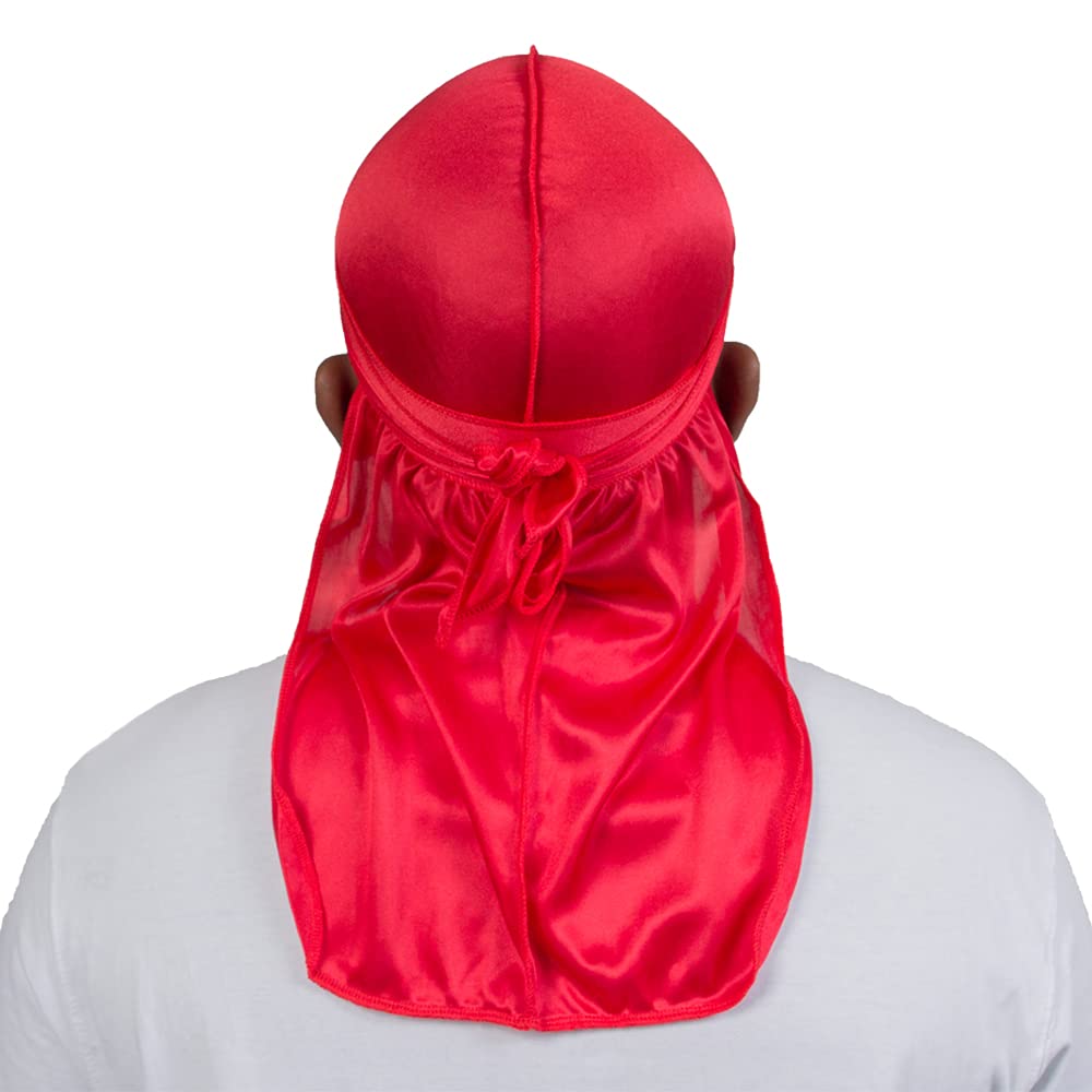 ForceWave Silky Durag for Men Wave Cap Satin Dorag for Men Women 360 Wave Red