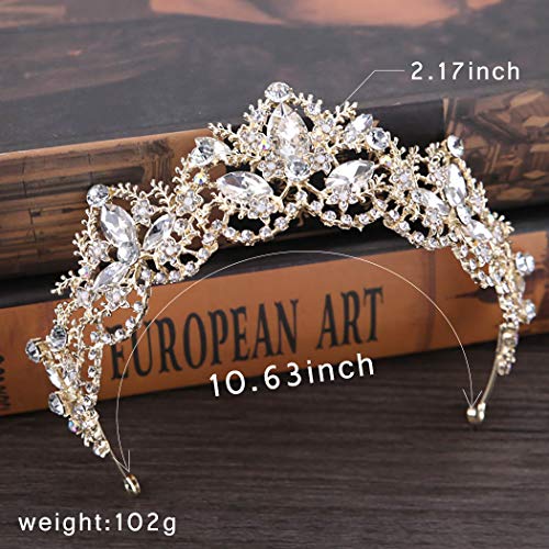 Haomye Baroque Wedding Crowns Queen Crystal Crown Butterfly Flower Tiaras Hair Jewelry Bridal Hair Accessories for Women and Girls (Glitter)