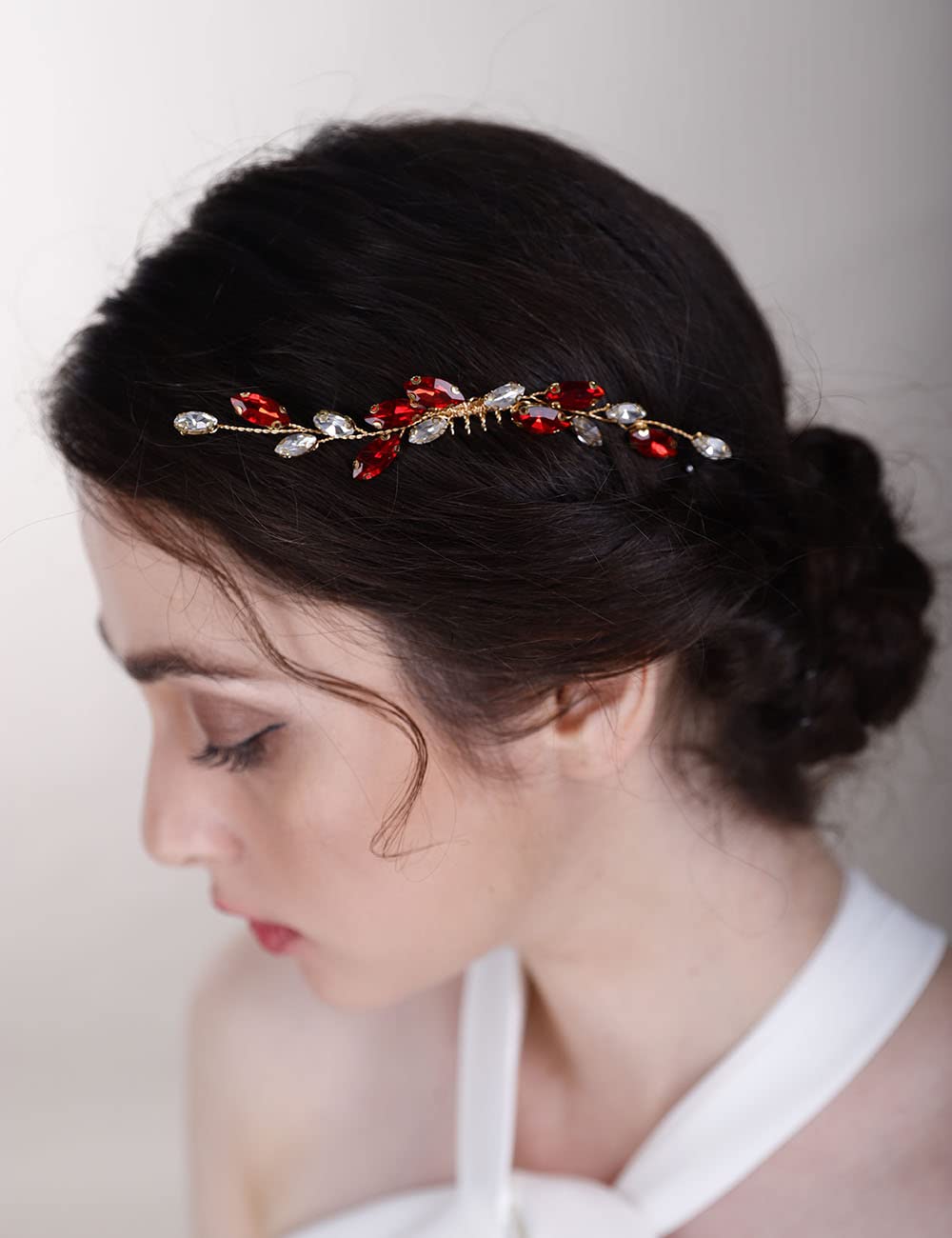 Chargances Bridal Rhinestone Hair Comb Wedding Green Crystal Hair Vine Comb Vintage Handmade Hair Accessories for Bridesmaid Prom Flower Girls (Malachite green)