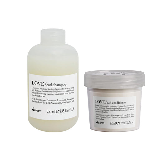 Davines LOVE Curl Shampoo & Conditioner, Enhance & Control Curly & Wavy Hair, Smooth and Moisturize Weightless Curls with Almond Extract, Adds Volume & Softness, 8.45 & 8.77 fl. oz.