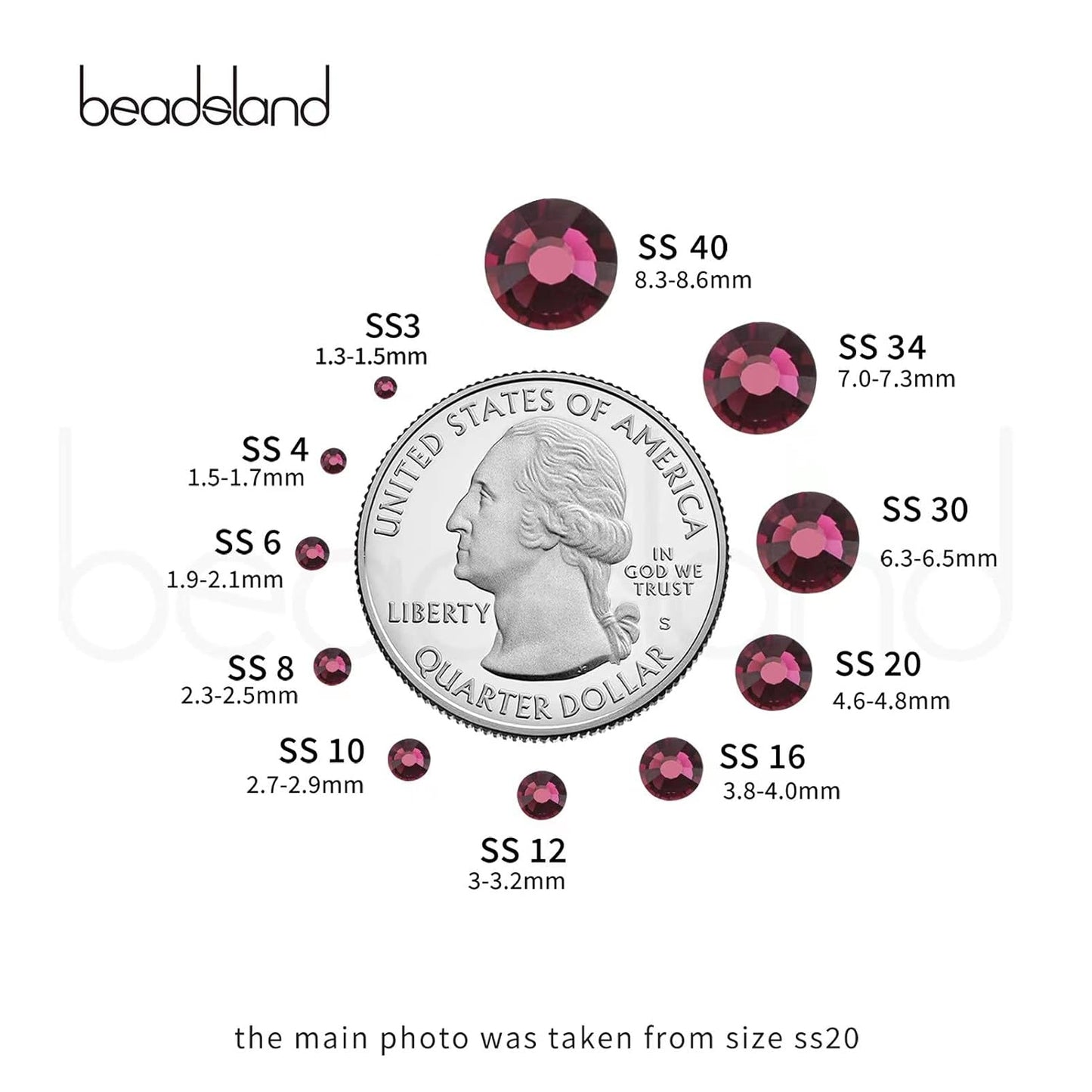 Beadsland 144pcs Flat Back Crystal Rhinestones Round Gems for Nail Art and Craft Glue Fix, Amethyst, SS40, 8.4-8.7mm