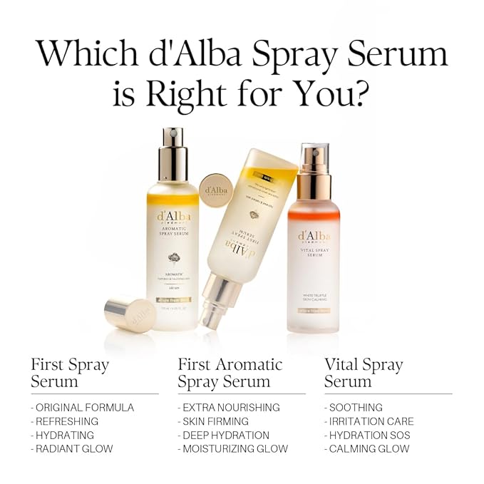 d'alba Piedmont Italian White Truffle First Spray Serum, Vegan Skin Care, Hydrating Face Moisturizer, Glow Serum for Radiant Skin, Non Comedogenic, All In One Mist (1.69 fl oz.)