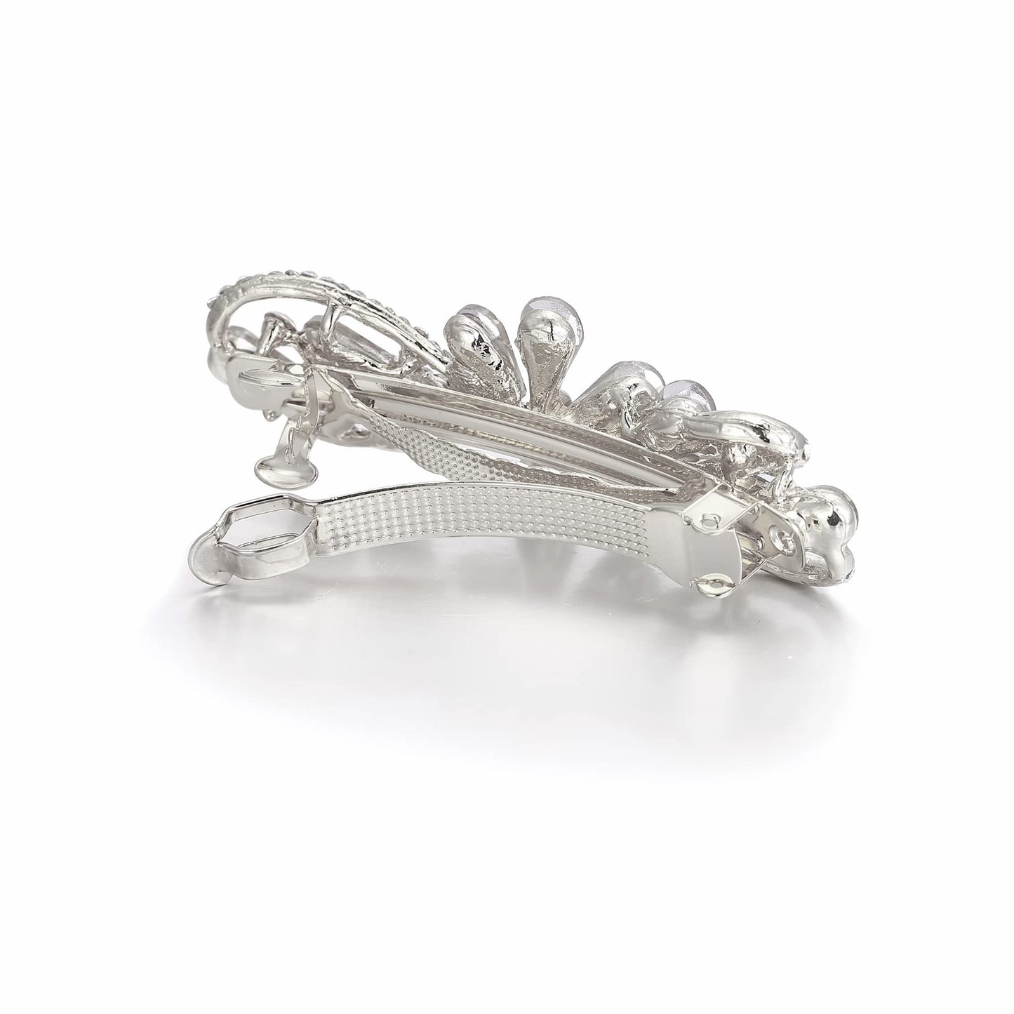 EVER FAITH Bridal Austrian Crystal Hair Barrette Clip, Gorgeous Waterdrop Flower Hair Accessories for Women Blue Silver-Tone