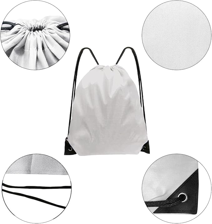 Drawstring Backpack Bulk 42 Pcs String Backpack Drawstring Bags Cinch Bag Sackpack for Men Women Gym (White)