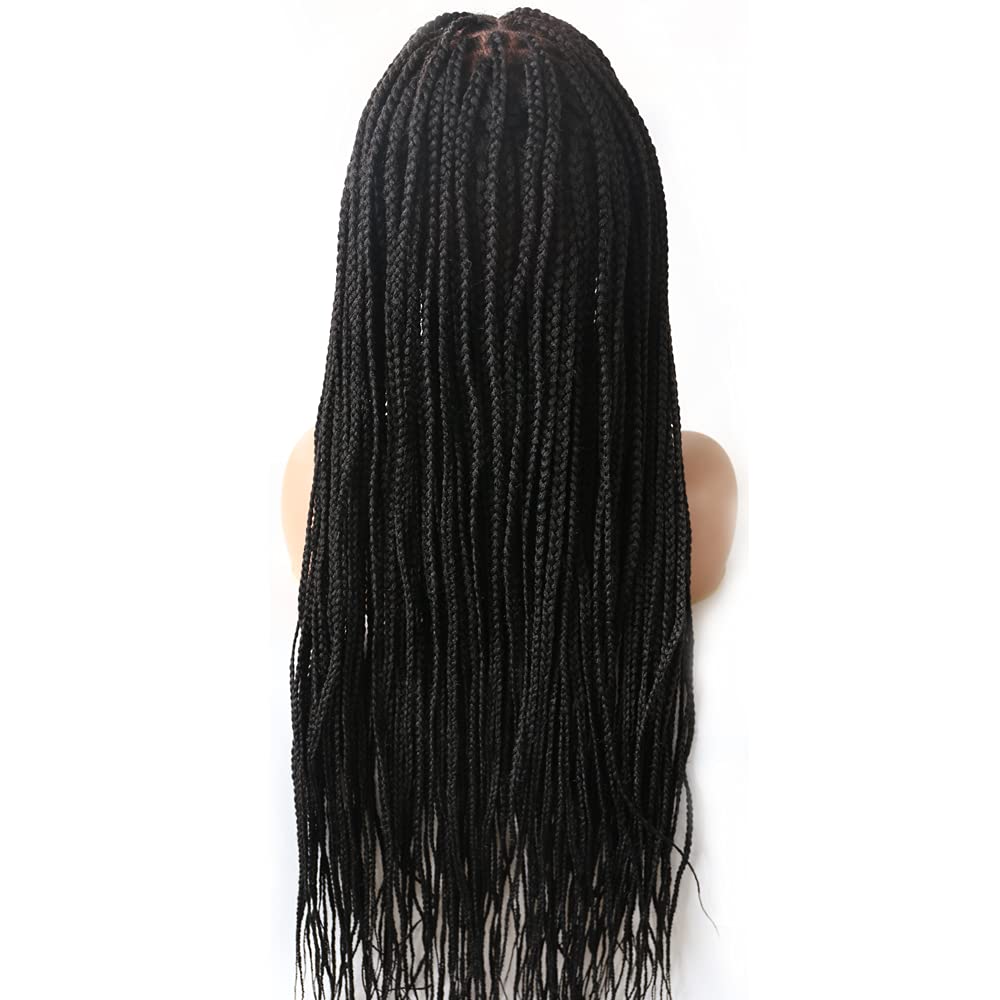 LYRICAL HAIR Cornrow Box Braided Wig for Black Women Lightweight Swiss Lace Front Baby Hair Natural Looking Micro Twist Premium Quality Kanekalon Synthetic Fiber African American Pre-Plucked Full Cap