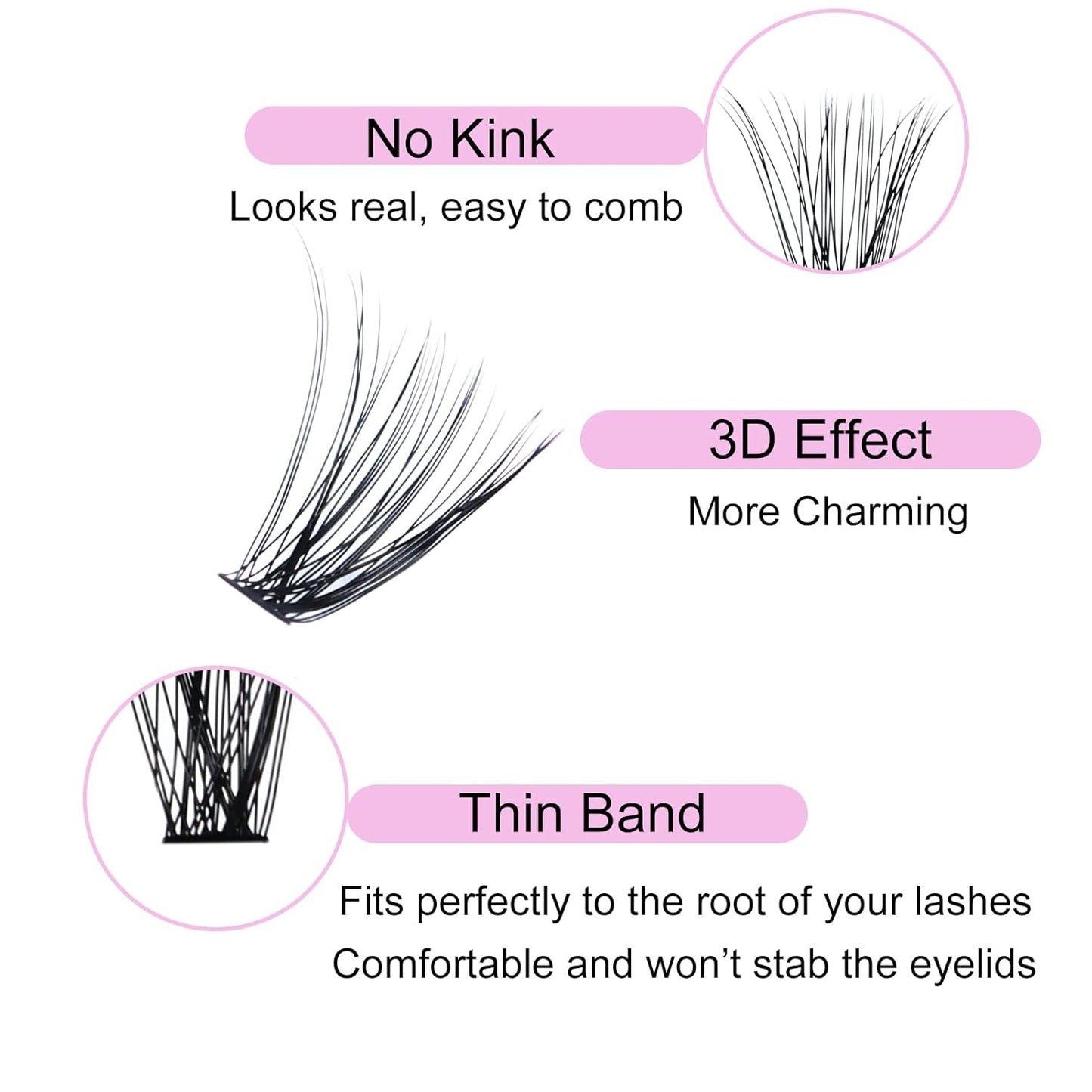 Eyelash Clusters LAUBESS Lash Clusters Individual Lashes Cluster Eyelash Extensions DIY at Home Waterproof Cluster Lashes (40D-D-11)