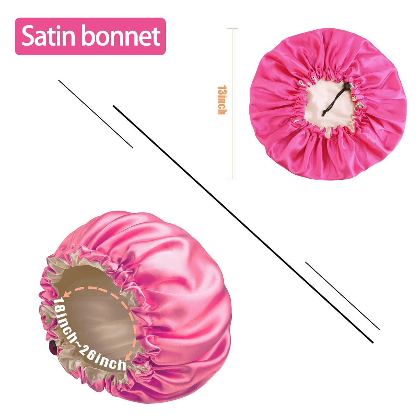 Satin Bonnet Silk Bonnet For Curly Hair Bonnet Braid Bonnet For Sleeping Bonnets For Women Large Double-layer Adjustable