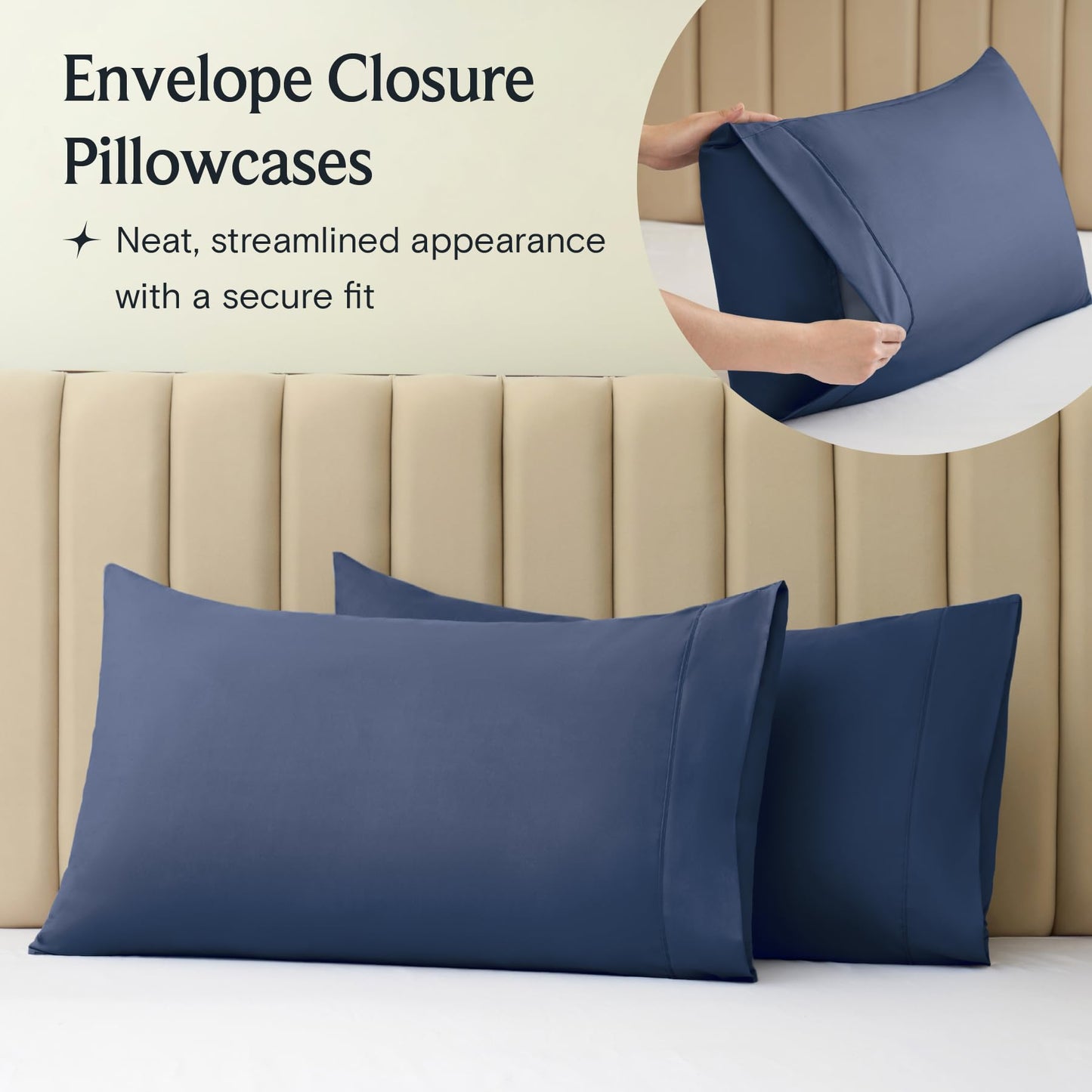 LuxClub Bed Linen Set, 6Pcs King Microfiber Sheets, Deep Pocket Cooling Breathable Hotel Bedding, Navy