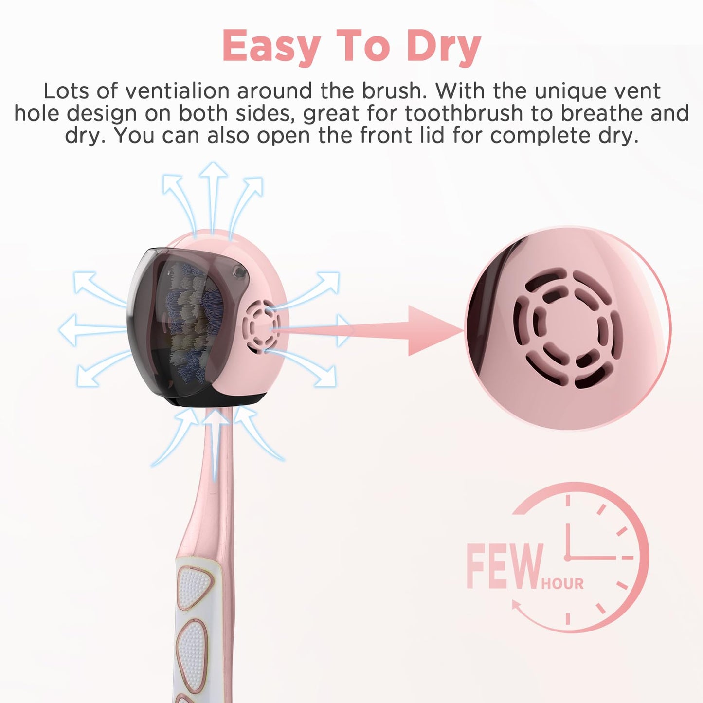 Frekare Helmet Toothbrush Covers Caps, Toothbrush Head Protector for Household Travel, Fits Most Manual and Electric Toothbrushes, 4 Count (Pink, Rose Pink, Blue, White)