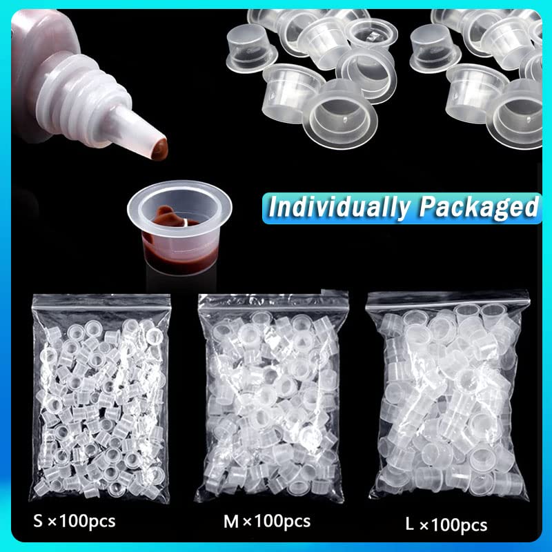 Ink Caps Cups NAQASE 300Pcs Pigment Cups Mixed Sizes Microblading Ink Cups Disposable Tattoo Ink Containers Pigment Caps Cups for Tattoo Ink