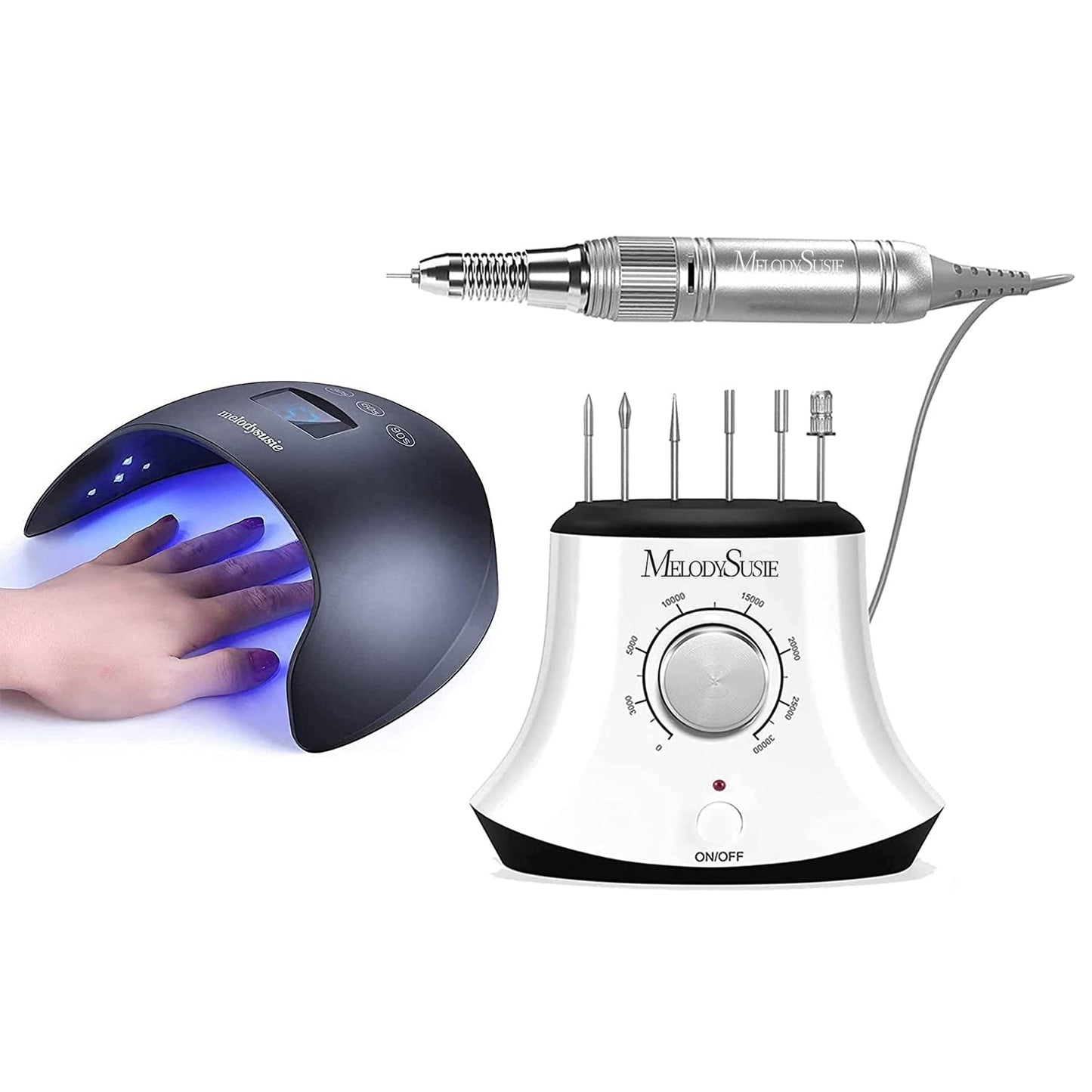 MelodySusie 30000 rpm Professional Nail Drill-Scarlet, High Speed, Low Heat, Low Noise, Low Vibration, UV LED Nail Lamp 48W Nail Dryer for Gel Nail Polish, Portable Electric Efile Drill for Shaping