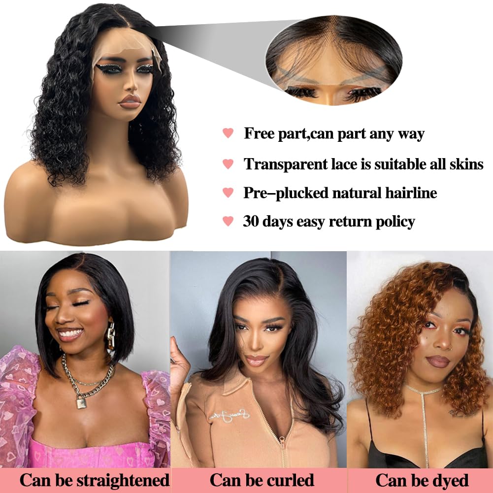 LDJOY Curly Lace Front Wigs Human Hair with Pre Plucked 180% Density Wigs for Black Women Human Hair with Baby Hair Glueless Curly Wigs 13×4 HD Transparent Lace Frontal Wigs Natural Color 16 Inch