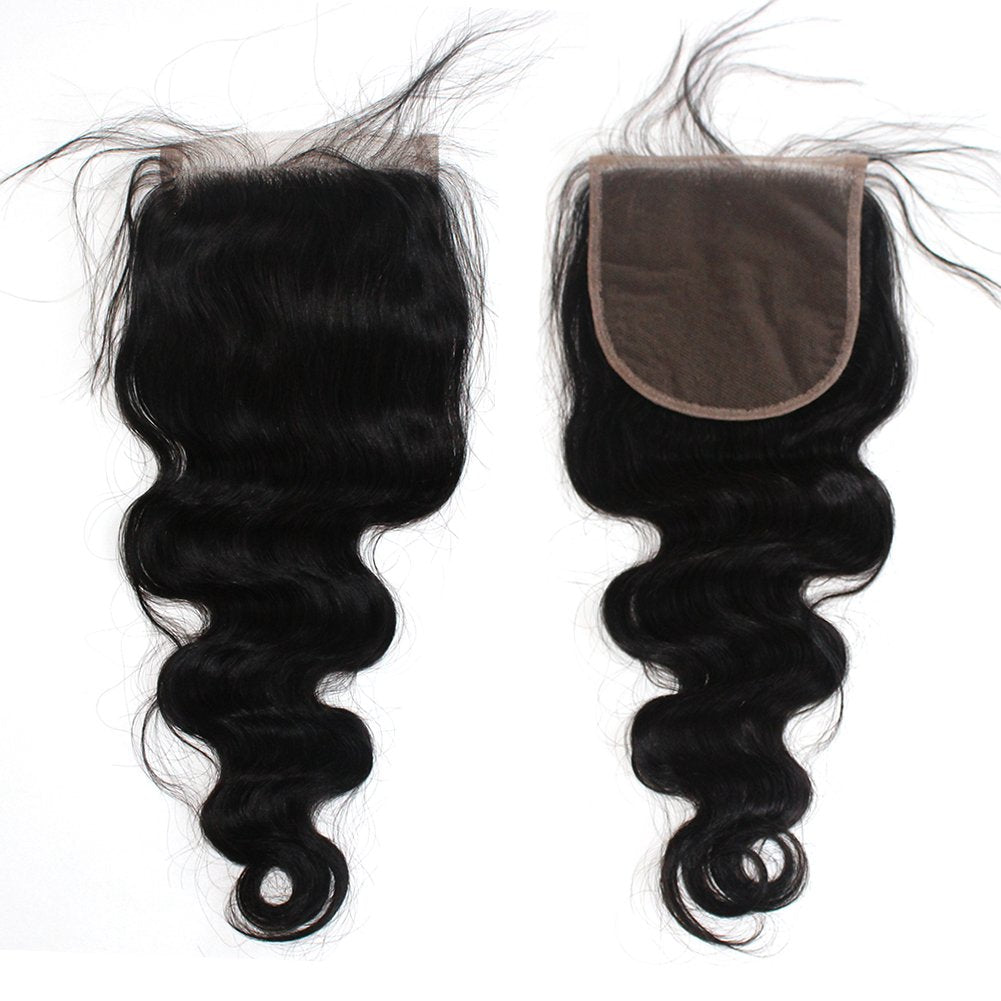 ZigZag Hair 5x5 Lace Closure With Baby Hair Body Wave Medium Brown Human Hair Brazilian Virgin Hair Closure Free Part Bleached Knots Natural Color (16'', Body Wave)