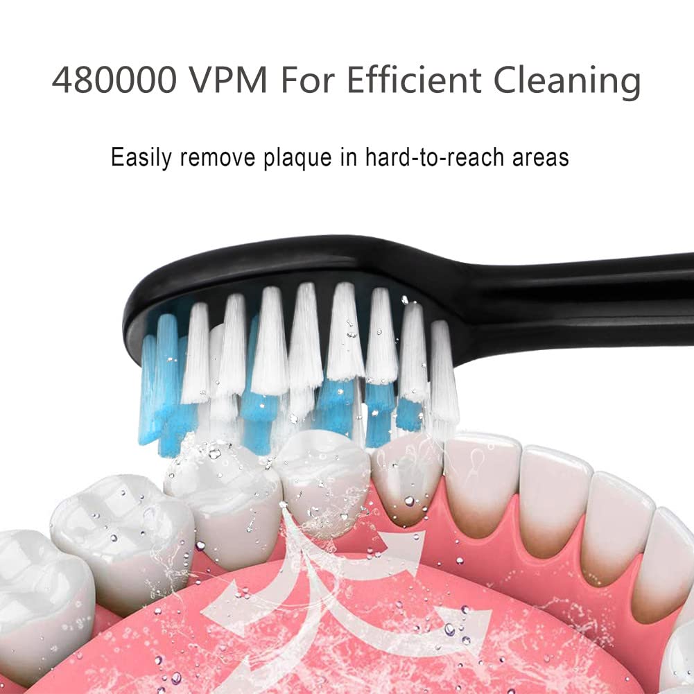 Electric Toothbrush, Whitening Sonic Toothbrush Dual Handles with 8 Bursh Heads, for Adults and Kids, 48,000 VPM - 3 Modes - Smart Timers - 4 Hours Charging for 45 Days Use (Mix-2 Handle)