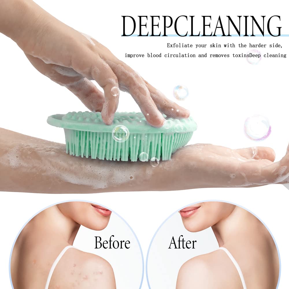 3 Pack Silicone Body Scrubber, Exfoliating Body Scrubber, Soft Silicone Loofah, Body Scrubber Fit for Sensitive and All Kinds of Skin, Clean and Sanitary Rapid Foaming