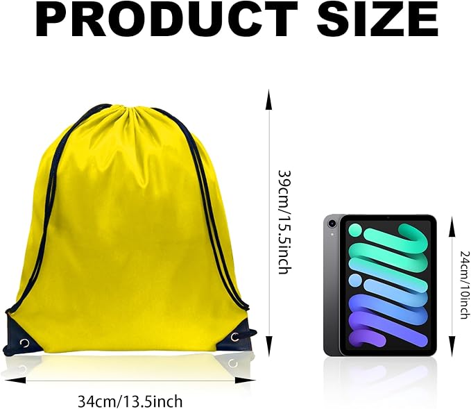 GoodtoU Drawstring Bags, Nylon Backpacks - Drawstring Gym Bags for Sport, Traveling, Team (Yellow, 48Pcs)