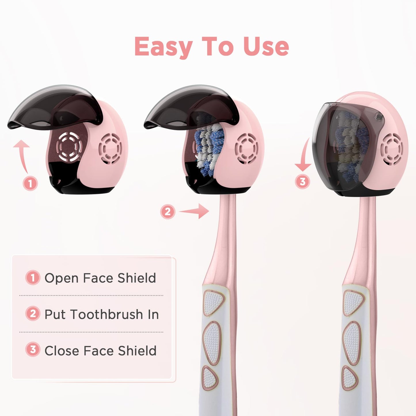 Frekare Helmet Toothbrush Covers Caps, Toothbrush Head Protector for Household Travel, Fits Most Manual and Electric Toothbrushes, 4 Count (Pink, Rose Pink, Blue, White)