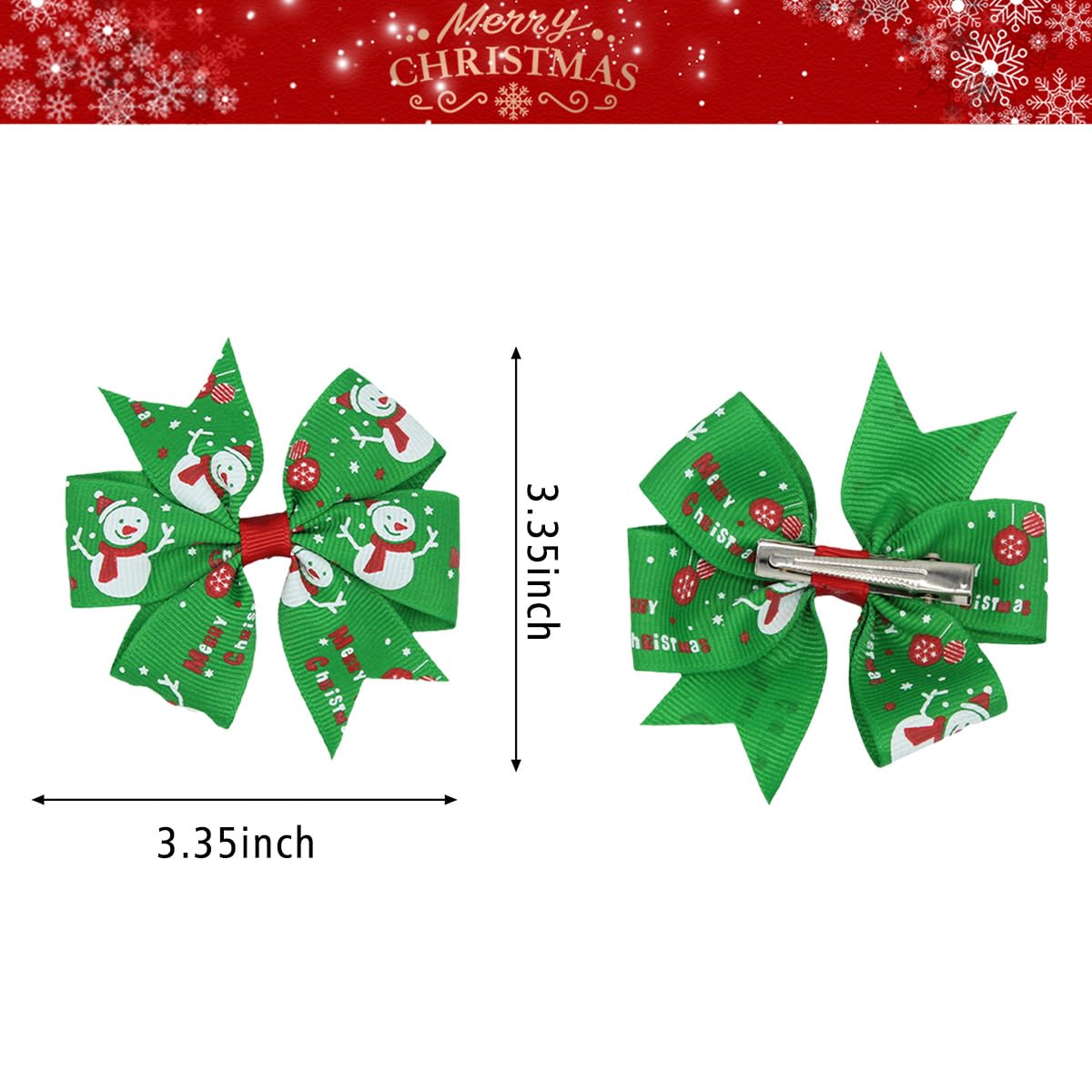 Christmas Hair Bow Clip Girls Baby Bow Clips for Christmas Red and Green Santa Claus Hair Accessories for Alligator Clip Non-slip Winter Xmas Gift for Hair-4pcs